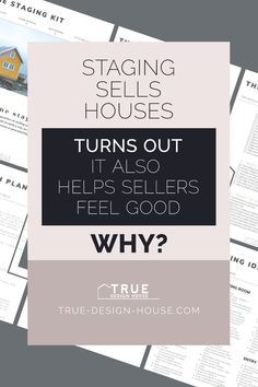 a pile of brochures with the words staging houses turns out it also helps sellers feel good why?