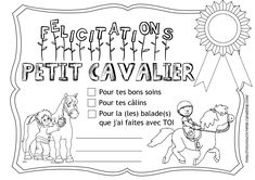 a certificate with horses and rider on the front, in black and white text that says congratulations