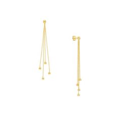 14K Yellow Gold 4mm Multi-Dangle Beaded Chain Drop Earrings - Women. Exquisite designs made to tantalize the fashion senses, these earrings ranging from modest to abstract will no doubt invigorate your wardrobe with a zestful breath of fashionista inspiration. Be it threader, tassel or drop earring, our 14-karat gold jewelry will make you pop out of the crowd with a luxurious brilliance. If you have a passion for fashion, these earrings are a must own for your collection. No Stone Jewelry Addict Gold Dangle Earrings With Beaded Chain, Elegant Earrings With Satellite Chain As Gift, Elegant Earrings With Satellite Chain For Gift, Yellow Gold Long Drop Earrings With Dangling Beads, Dangle Ball Chain Jewelry, Yellow Gold Jewelry With Satellite Chain Dangle, Yellow Gold Dangle Jewelry With Beaded Chain, Bead Dangle Earrings, Chain Earring