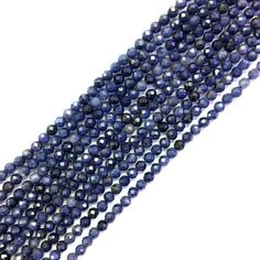 three strands of blue glass beads