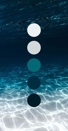 three circles are floating in the water with their reflection on the bottom and below them