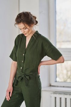 Linen jumpsuit Linen button jumpsuit with pockets Linen | Etsy Casual Linen Belted Jumpsuits And Rompers, Green Linen Casual Jumpsuits And Rompers, Casual Green Linen Jumpsuits And Rompers, Relaxed Fit Linen Short-sleeved Jumpsuit, Relaxed Fit Linen Jumpsuits And Rompers With Short Sleeves, Relaxed Fit Linen Jumpsuit With Short Sleeves, Summer Linen Jumpsuits And Rompers With Button Closure, Green Relaxed Fit Jumpsuit With Short Sleeves, Green Linen Jumpsuits And Rompers With Pockets