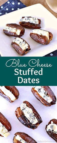 blue cheese stuffed dates on a white plate