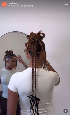 Creative Braided Ponytails, Editorial Braids Hairstyles, Jumbo Braids In A Bun, Braids With Puffs At The End, Bubble Hairstyle Black Women, Double Braided Ponytail Black Hair, Braided Ponytail Hairstyles Natural Hair, Slicked Hairstyles For Black Women, Braided Low Bun For Black Women