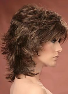 Hare Style Women, Fluffy Layered Hair Medium, Short Layered Feathered Hairstyles, Feathered Hairstyles Medium Mid Length, 1980s Shag Haircuts, 70s Feathered Hair Short, Feathered Shag, Medium Shaggy Haircuts, Women’s Shag Haircut Curly