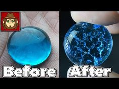 an image of a blue stone before and after being cleaned