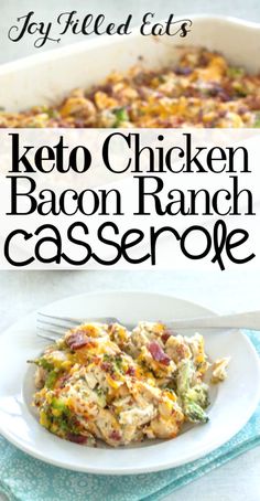 keto chicken bacon ranch casserole on a white plate