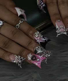 Duckie Nails, Junk Nails, Acrylic Toe Nails, Acrylic Nail Set, Punk Nails, Colored Acrylic Nails, Girly Acrylic Nails