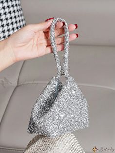 Bird in Bag - Chic Irregular-shaped Clutch with Sparkling Diamond Embellishments - Stylish Evening Bag, Lipstick Bag, Versatile Womens Bag for Dating and Shopping Silver Shoulder Bag For Party, Silver Mobile Phone Shoulder Bag For Party, Top Handle Mobile Phone Bag For Party, Handheld Silver Bag For Mobile Phone, Silver Shoulder Bag With Removable Pouch For Party, Silver Party Shoulder Bag With Removable Pouch, Party Phone Pouch Bag, Party Mobile Phone Pouch Bag, Handheld Party Mobile Phone Bag