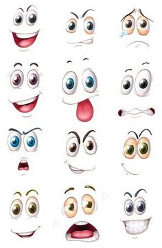 a set of cartoon eyes with different expressions