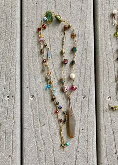 Collage Necklace With Agate Pendant and Hand Knotted Beads by - Etsy