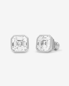 Silver|White Diamondettes Luxury White Asscher Cut Earrings, Luxury White Asscher Cut Diamond Earrings, Luxury White Gold Asscher Cut Diamond Earrings, Luxury Asscher Cut White Gold Diamond Earrings, Luxury Silver Asscher Cut Diamond Earrings, White Asscher Cut Diamond Earrings, White Diamond Asscher Cut Earrings, Luxury White Emerald Cut Earrings, Formal Single Cut Asscher Diamond Earrings