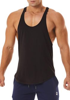 PRICES MAY VARY. 93% Cotton, 7% Spandex Imported Pull On closure Machine Wash Ultra-light fabric featuring super comfort&moisture wicking, keeps you cool and dry Y back design Easy fit and muscle cut Perfect for weight-lifting, cardio, gym workout, etc. Muscle Tank made with our unique fabric, Cotton is twice as strong as normal cotton, resistant to pilling and superior softness. Designed with an extended scallop hem to negate shirt ride up when bending, squatting or jumping. Constructed with du Black Activewear For Workout With Dropped Armholes, Black Activewear With Dropped Armholes For Workout, Workout Activewear With Go-dry Dri-fit Technology, Sweat-resistant Dri-fit Workout Activewear, Sporty Black Activewear With Dropped Armholes, Black Sporty Activewear With Dropped Armholes, Moisture-wicking Activewear With Dropped Armholes For Gym, Moisture-wicking Activewear For Gym With Dropped Armholes, Athletic Fit Dri-fit Activewear For Training