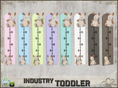 an image of a set of baby growth bars with animals on them and the words industry todder written in large letters