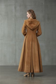 Retro Hooded Wool Coat Maxi Camel Coat Wool Coat Vintage - Etsy Nice Jackets, Light Yellow Dresses, Fit And Flare Coat, Green Wool Coat, Hooded Wool Coat, Hogwarts Legacy, Coat Closet, Long Winter Coats, Thick Wool