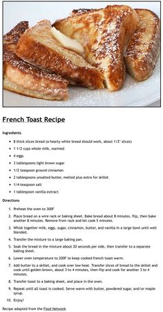 the french toast recipe is shown in this image