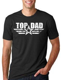 a man wearing a black top dad t - shirt