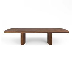 a wooden table with two legs and a rectangular top, on a white background in the shape of a rectangle