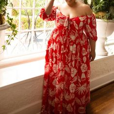 Red Floral Dress Hand Washed, Never Worn Size 18 But Has Full Skirt And Could Go Up To A 20 Plus Size Resort Wear, Plus Zise, Big Bust, Skirt Maxi, Plus Size Designers, Plus Size Maxi, Muffin Top, Moda Plus Size, Plus Size Wedding