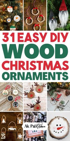 the cover of 3 easy diy wood christmas ornaments