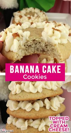 banana cake cookies stacked on top of each other