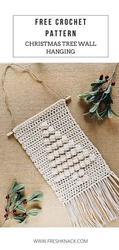 the free crochet pattern for christmas tree wall hanging