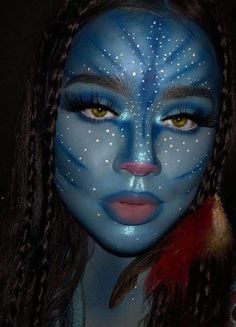 Pre Shower Makeup Ideas, Avatar Makeup, Shower Makeup, Makeup Clown, Halloween Makeup Clown, Maquillage Yeux Cut Crease, Halloweenský Makeup, Halloween Make-up Looks