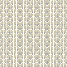 an art deco inspired wallpaper pattern in beige and white with scallops on it