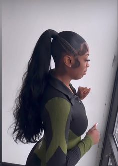 Stitch Braid Into Ponytail, Older Hairstyles, Flip Over Quick Weave, Soft Hairstyles, Sleek Back Hair, Teenage Hairstyles, Stylish Ponytail, Sew In Hair Extensions