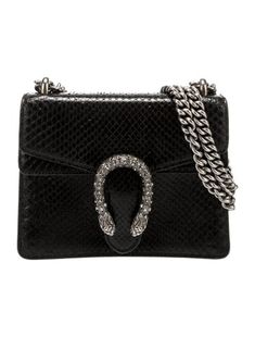 Gucci Shoulder BagBlack SnakeskinDionysus AccentSilver-Tone HardwareLeather TrimChain-Link Shoulder StrapCrystal EmbellishmentsSuede Lining & Single Interior PocketPush-Lock Closure at FrontUnfortunately, due to restrictions, this item may not be eligible for shipping in all areas. Gucci Mini, Women Handbags, Gucci, Shoulder Bag, Handbags, Black