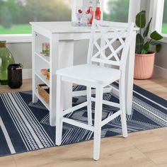 a white table and chair in a room