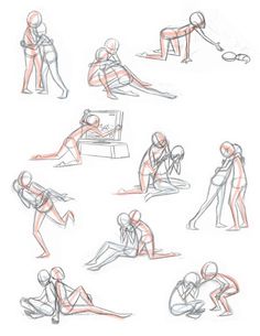 a drawing of people doing different poses