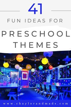 The best preschool classroom theme ideas including ideas for weekly and monthly themes and ideas for preschool themes for the entire school year that your students will love! Prek Classroom Theme Ideas, Space Themed Preschool Classroom, Daycare Classroom Decorating Ideas, Classroom Wall Art Ideas, Preschool Party Themes, Themes For Preschool Classroom, Classroom Decor For Preschool, Preschool Room Themes Classroom Ideas, Preschool Room Decor Ideas