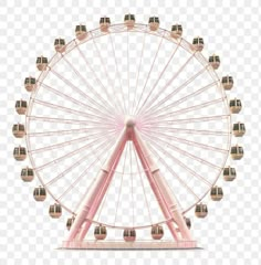 a pink ferris wheel with lots of lights on it's sides, against a white background