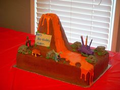 a birthday cake that is shaped like a volcano