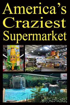 the cover of america's craziest supermarket, with images of food items