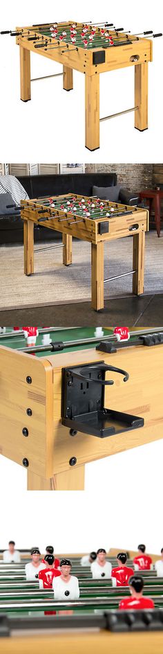 three different views of a foo - o - mat table with cars on the top and bottom