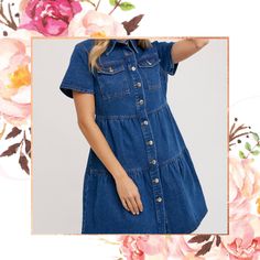 Denim does it, especially with this one! Ya can’t go wrong with a classic Denim Dress and we’re all about the non-classic details on this one! From the wash to the button-down closure to the tiered silhouette, we love everything about it & you will too! Take it from day to night & everything in between! Accessorize it with a hat & boots for a concert, dress it up with wedges or down with sneakers, you simply can’t go wrong! Whatever your heart desires, this one is sure to please! Get ya one girl Trendy Button-up Medium Wash Denim Dress, Classic Summer Denim Dress, Classic Medium Wash Denim Dress For Spring, Dark Wash Denim Button-up Dress With Snap Buttons, Medium Wash Button-up Dress With Buttoned Pockets, Dark Wash Button-up Denim Dress With Buttoned Pockets, Medium Wash Button-up Denim Dress For Casual Wear, Classic Cotton Denim Dress With Button Closure, Dark Wash Button-up Denim Dress