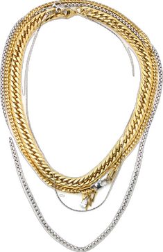 Trendy Gold Plated Cuban Link Jewelry, Gold Plated Gold Chain Necklace, Trendy Gold Snake Chain Jewelry, Gold-tone Metal Necklace With Figaro Chain, Silver Gold Plated Chain Link Necklace, Chunky Cuban Link Chain Metal Jewelry, Silver Gold-plated Chain Link Necklace, Double Chain Metal Necklaces With Cuban Link, Double Chain Cuban Link Metal Necklace