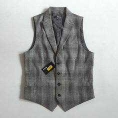 Never Worn, Still With Tags. Please, Review The Photos For Measurements And More Details. Tuxedo Vest, Black Leather Vest, Clothes Reference, Grey Vest, Men's Vest, Leather Vest, Mens Vest, Wool Blend Sweater, Grey Color