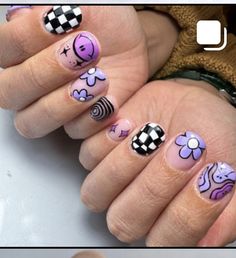 Nails Hombres, Trippy Nails, Crazy Nail Art, Mens Nails, Purple Nail Art, Short Gel Nails, Aesthetic Nails, Crazy Nails, Disney Nails