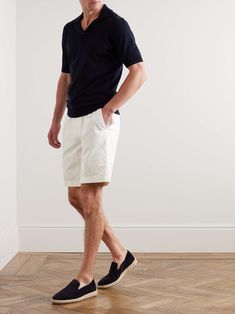 Shop LORO PIANA Straight-Leg Cotton-Blend Bermuda Shorts, Explore the latest in-season LORO PIANA collection today on MR PORTER Men’s Outfit With Loafer, Men’s Beach Attire, Italy Trip Outfits Men, Shorts For Men Outfits, Mens Clothing Photography, Boys Summer Wedding Outfit, Loro Piana Summer Walk Men, Mens Shorts Outfits Casual, Men Shorts Outfit Summer Mens Fashion