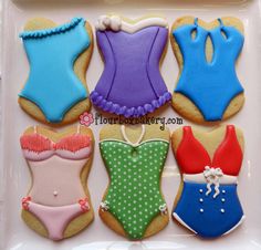 decorated cookies in the shape of bathing suits