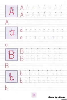 an exercise sheet with letters and numbers on it