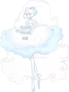 a drawing of a woman in a dress with the words cloud pearl on her chest