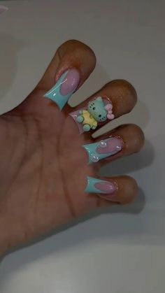 Acrylic Nails Without Rhinestones, Punk Nails, Duck Nails, Hard Nails, Colored Acrylic Nails, Girly Acrylic Nails, French Tip Acrylic Nails, Dope Nail Designs, Short Square Acrylic Nails