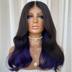 Peekaboo Blue Purple Lacefront Wig 100Human Hair 20 Inches 13x4 Cap Construction Wig Units, Pastel Wig, Lacefront Wig, Purple Wig, Wig Color, Human Hair Wig, Hair Wig, Hair Wigs