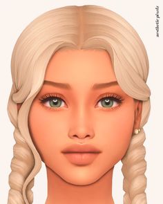 an animated image of a blonde woman with blue eyes and braids on her hair