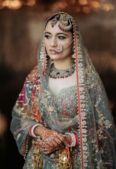 Normalise Wearing Mang Tikkas And Passas Together Just How These Brides Did! | WedMeGood Bridal Sharara, Jewelry Mood Board, Maximalist Style, Bridal Hair Accessory, Hair Adornments