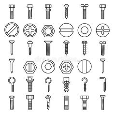 screws and nuts icon set royalty illustration